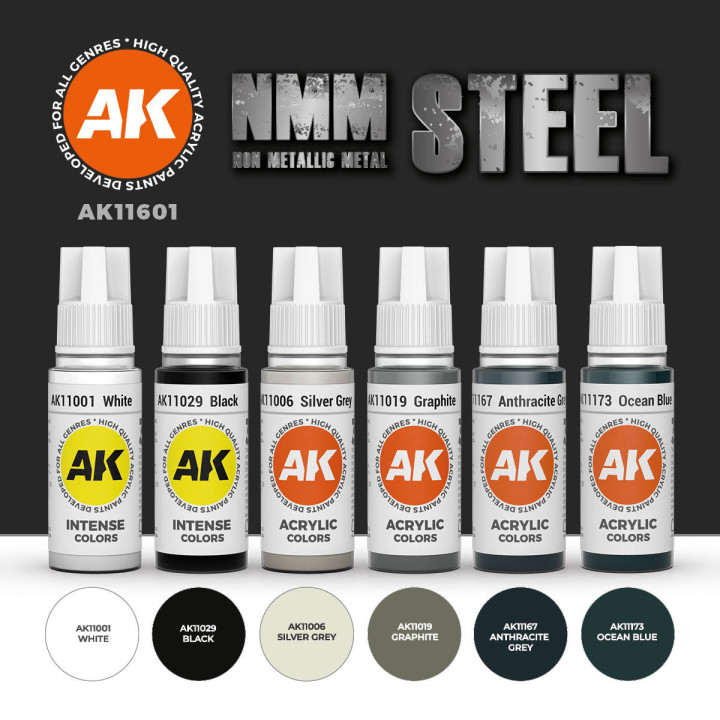 AK Interactive – Set Non Metallic Metal : Steel (3Gen)