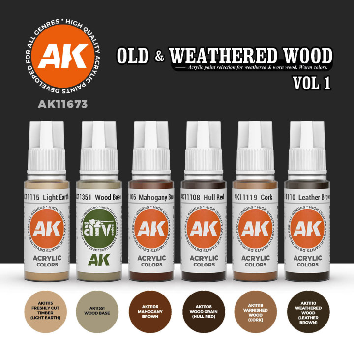 AK Interactive – Set Old & Weathered Wood vol. 1 (3Gen)