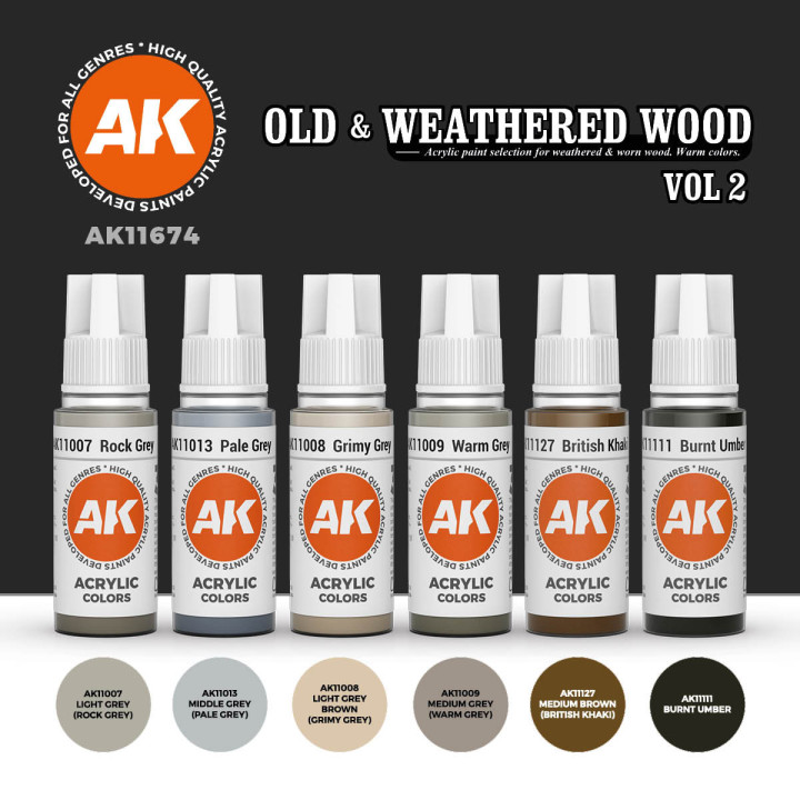 AK Interactive – Set Old & Weathered Wood vol. 2 (3Gen)